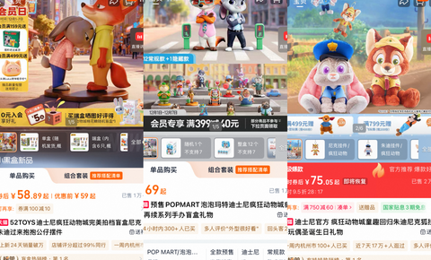 疯狂动物城周边热卖，淘宝搜索量环比增长超1000%，盲盒和痛金被热捧