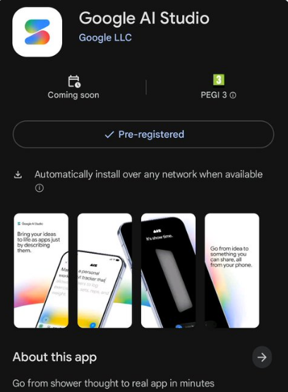 Google AI Studio 移动应用正式登陆 Google Play，支持预注册