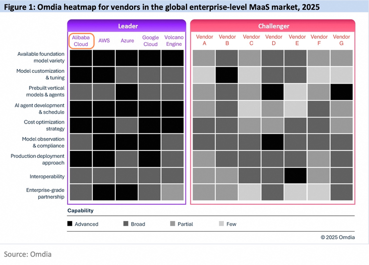 MaaS市场权威报告：阿里云获5项最高评级，为中国第一