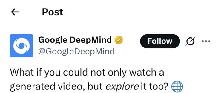 DeepMind 发布超真实世界模型 Genie 3，AGI 向前一步