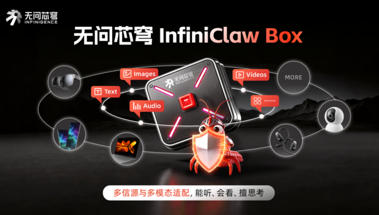 首个跑通端到端闭环的全模态安全脱敏的龙虾盒子，无问芯穹InfiniClaw Box让本地龙虾也能放心用！