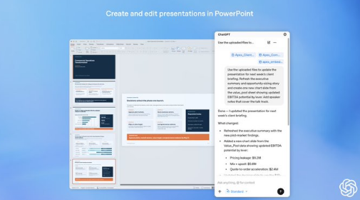 OpenAI将ChatGPT接入Microsoft PowerPoint，支持自然语言创建与编辑幻灯片