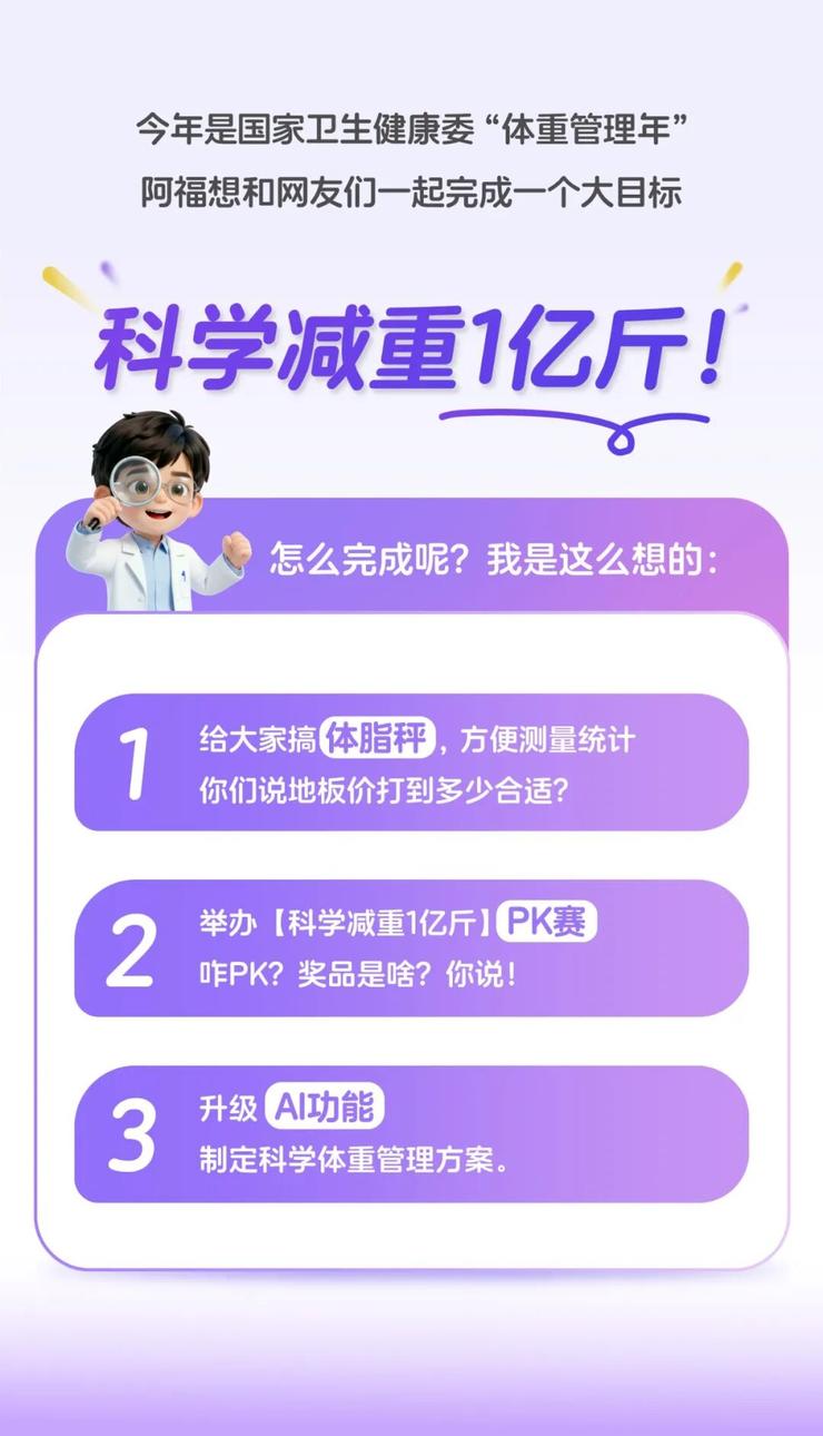 响应国家「体重管理年」，蚂蚁阿福发起「科学减重1亿斤」行动