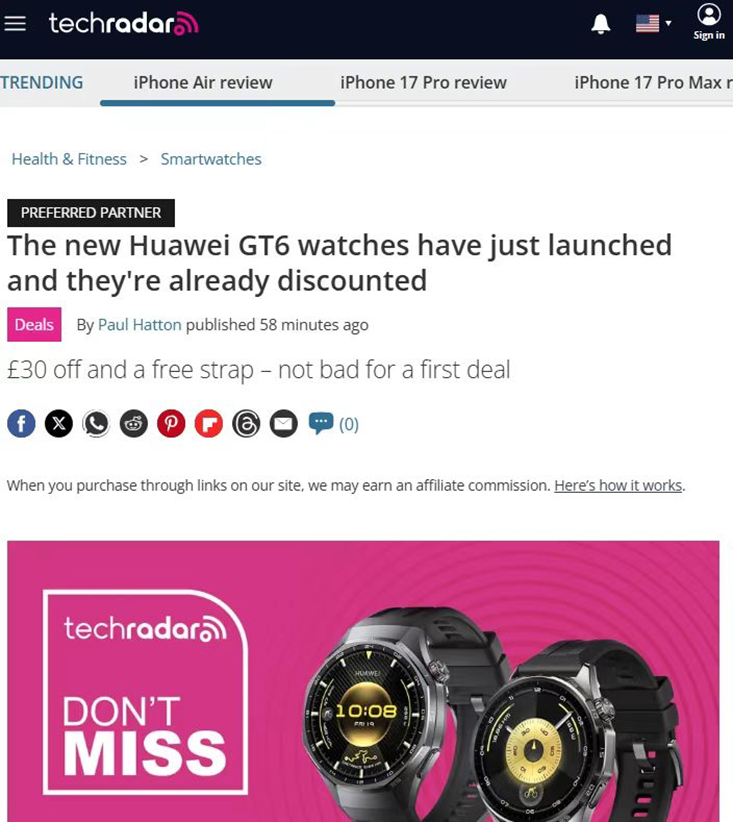 华为WATCH GT 6系列正式发布:超长续航全能智能手表亮相