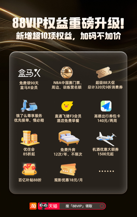 新增超10项权益！88VIP权益再迎重磅升级