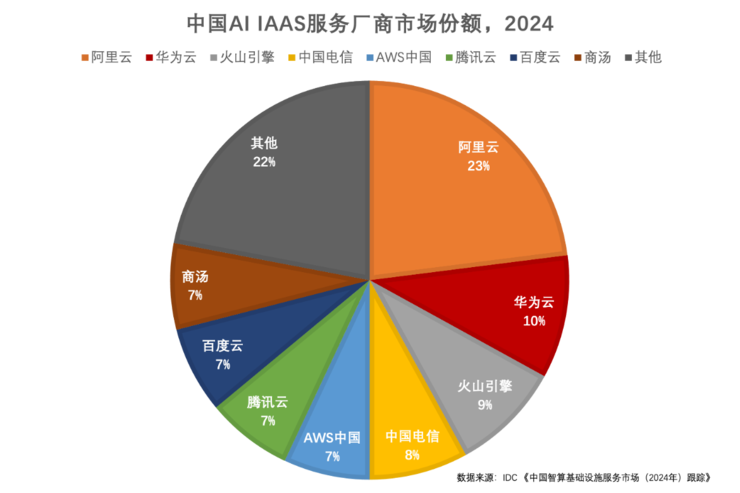 IDC最新报告：2024中国AI基础设施市场份额，阿里云第一