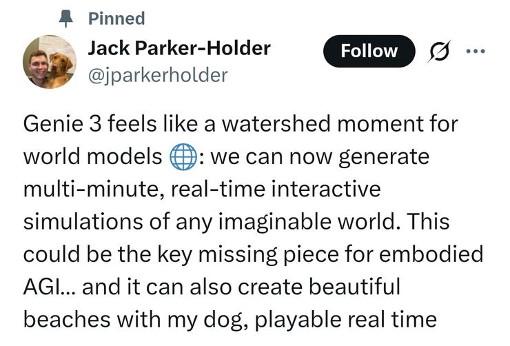 DeepMind 发布超真实世界模型 Genie 3，AGI 向前一步