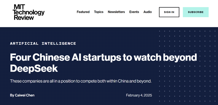 麻省理工科技评论：从DeepSeek 到四大AI新锐，中国企业重塑AI格局