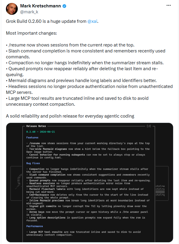 马斯克悄悄改了战场：Grok Build 0.2.60 剑指 Agent Runtime